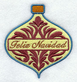 Feliz Navidad Damask Ornament