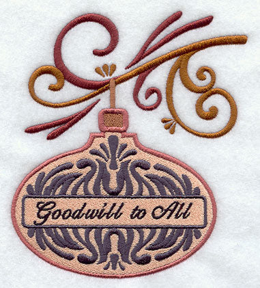 Goodwill to All Damask Ornament and Bough