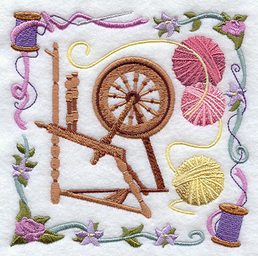 Spinning Wheel and Yarn Collage