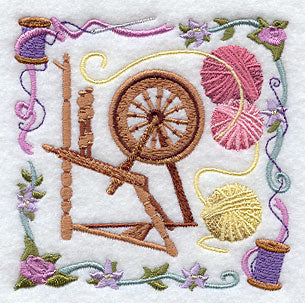 Spinning Wheel and Yarn Collage
