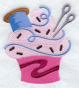 Crafty Cupcake with Thread and Needles