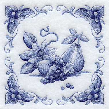 Delft Blue Clematis and Fruit Square