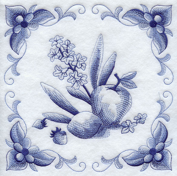 Delft Blue Hyacinth and Fruit Square