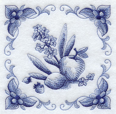 Delft Blue Hyacinth and Fruit Square