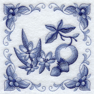 Delft Blue Crocus and Fruit Square