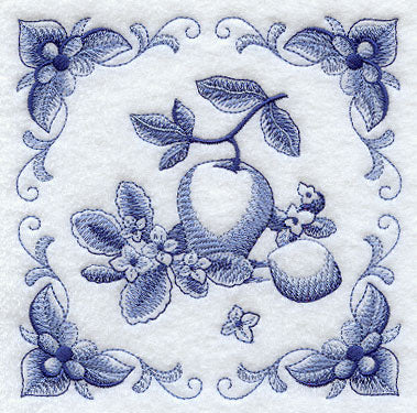 Delft Blue Kalanchoe and Fruit Square