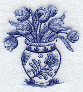 Delft Blue Tulips in Vase