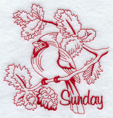 Sunday Cardinal (Redwork)