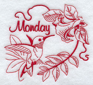 Monday Hummingbird (Redwork)