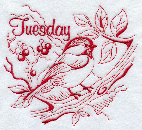 Tuesday Chickadee (Redwork)