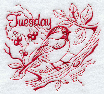 Tuesday Chickadee (Redwork)