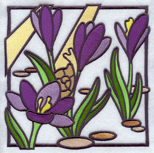 Stained Glass Crocus Square
