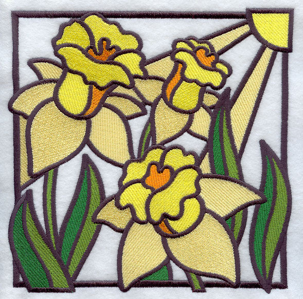 Stained Glass Daffodil Square