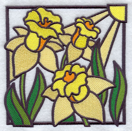 Stained Glass Daffodil Square
