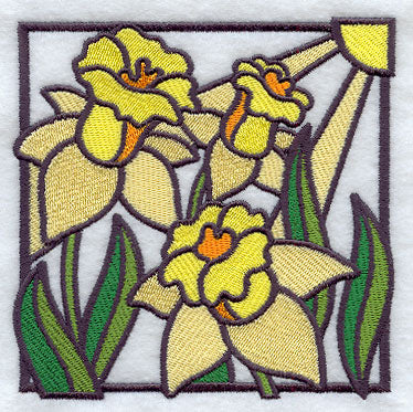 Stained Glass Daffodil Square