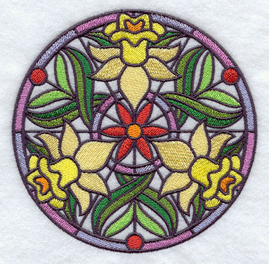 Stained Glass Daffodil Medallion