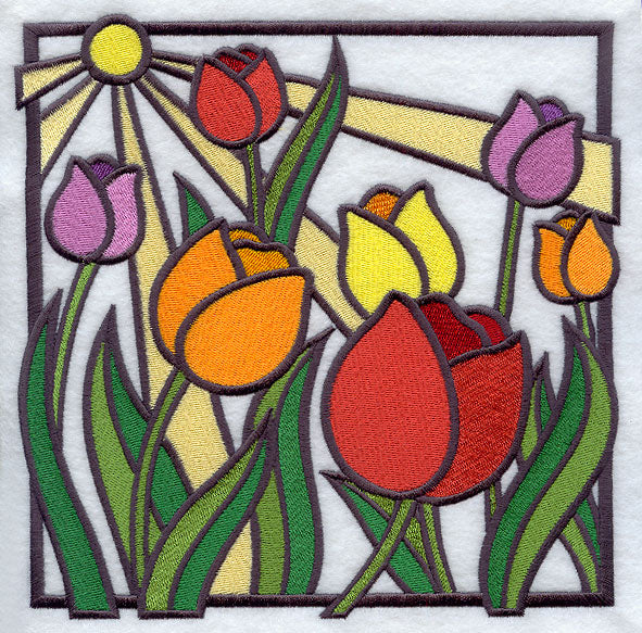 Stained Glass Tulip Square