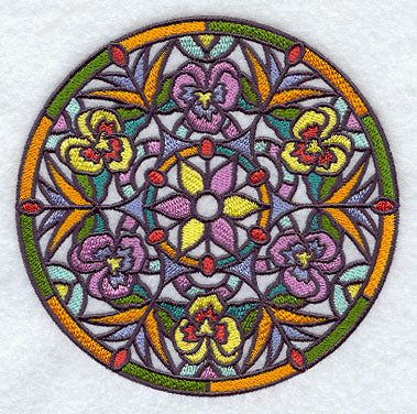 Stained Glass Pansies Medallion