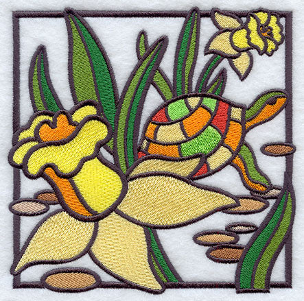 Stained Glass Turtle Square