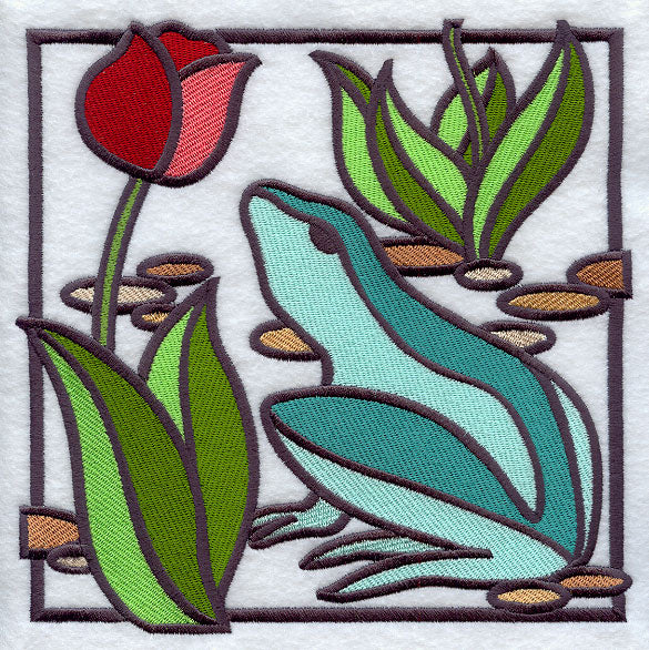 Stained Glass Frog Square