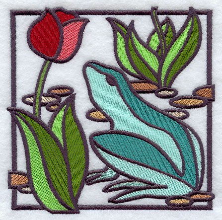 Stained Glass Frog Square
