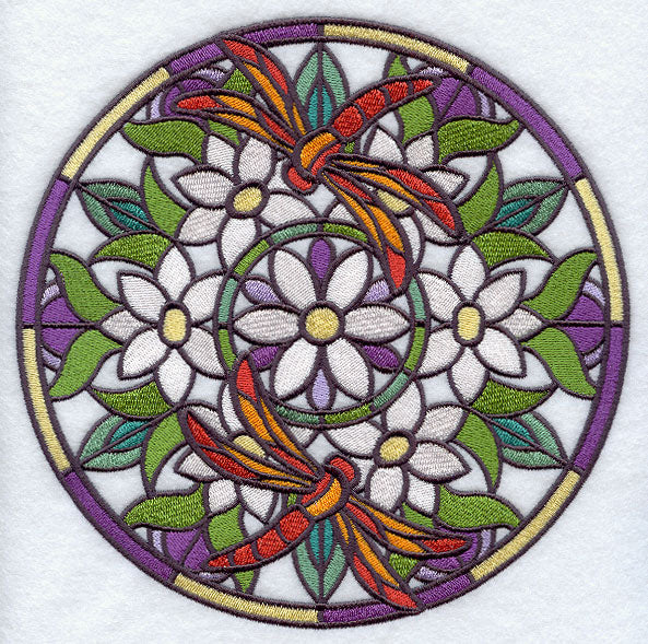 Stained Glass Dragonflies Medallion