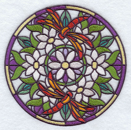 Stained Glass Dragonflies Medallion