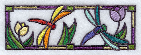 Stained Glass Dragonflies Border