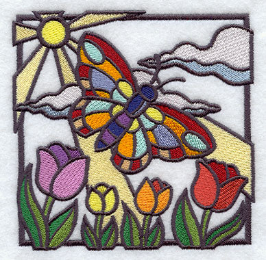 Stained Glass Butterfly Square