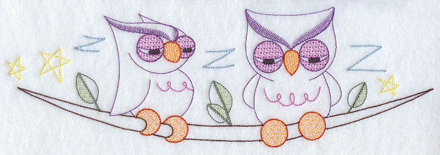 Sleepy Owl Border - Facing Left