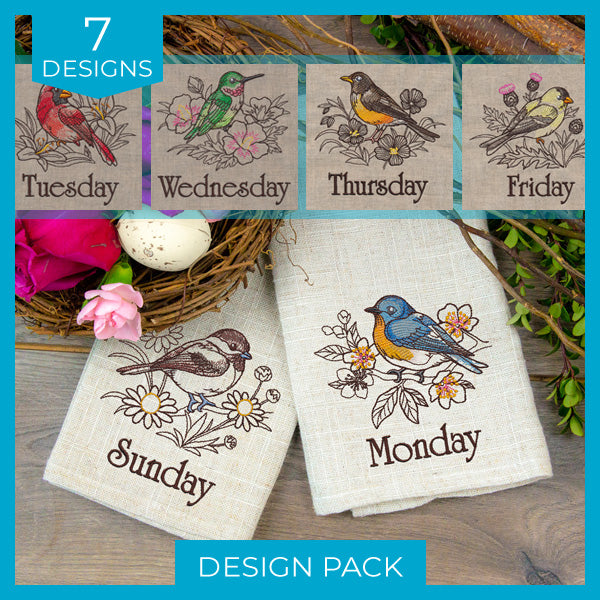 A Days of the Week Birds and Blooms Design Pack