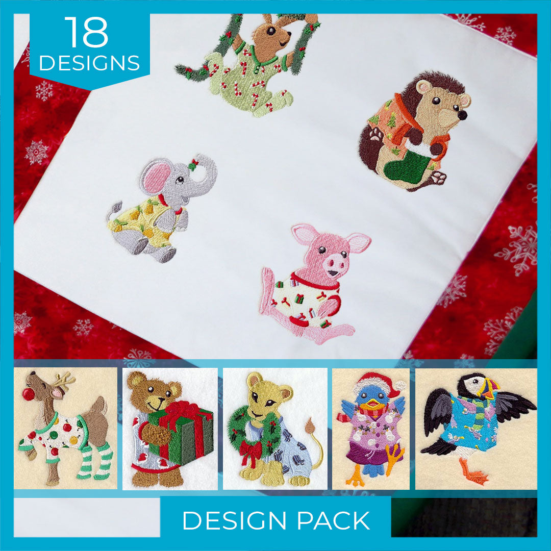 A Animals in Christmas Pajamas Design Pack