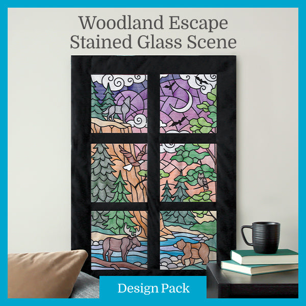 A Woodland Escape Stained Glass Scene Design Pack