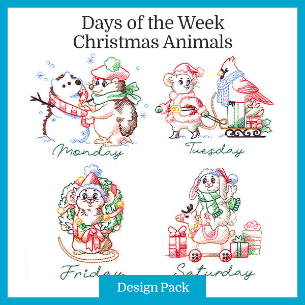 A Days of the Week Christmas Animals Design Pack
