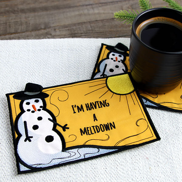 I'm Having a Meltdown Mug Rug (In-the-Hoop)