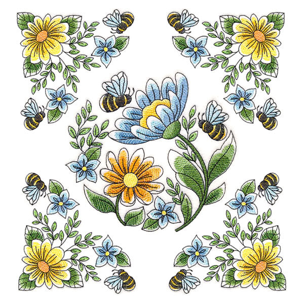 Buzzing Bees & Daisies Pillow Pair