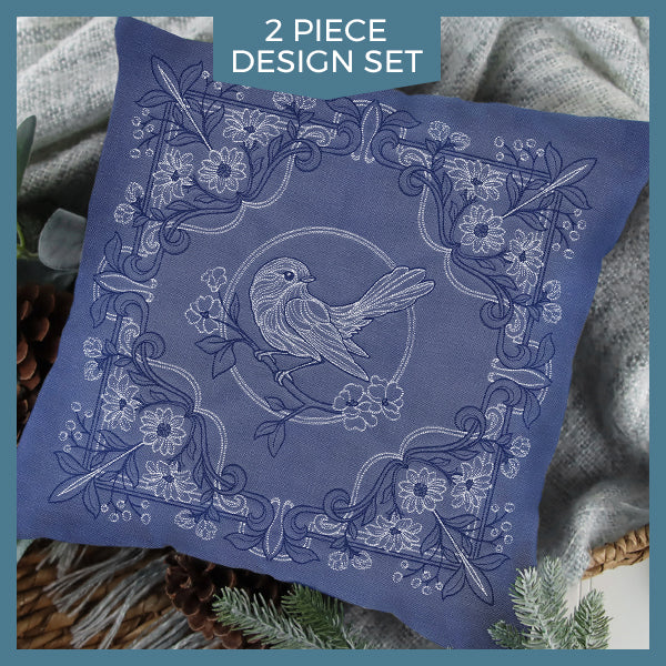 Sparrow & Flowers Pillow Pair