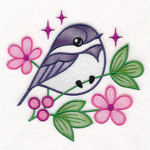 Chickadee and Blooms Pillow Pair