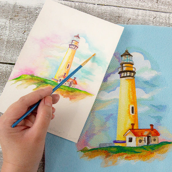 Seaside Lighthouse in Watercolor