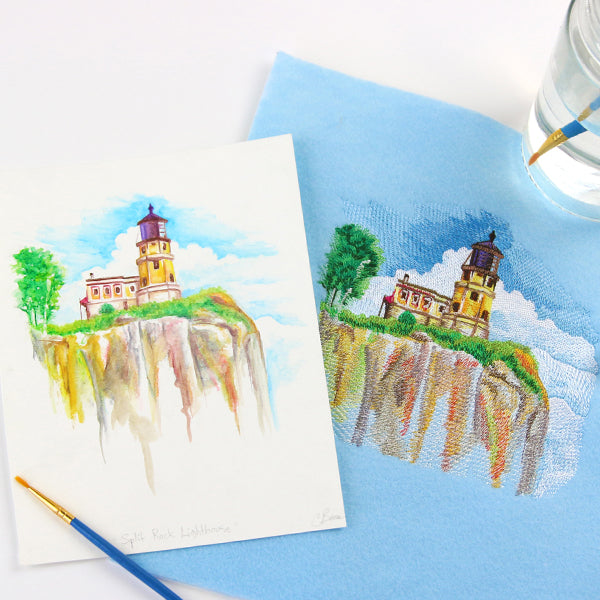 Split Rock Lighthouse in Watercolor (Minnesota)