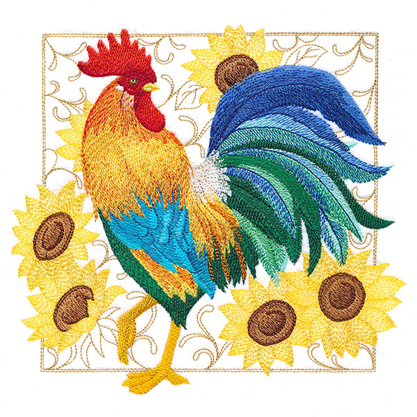 Rooster & Sunflower Square
