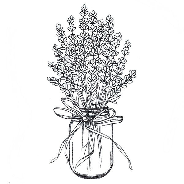Lavender Canning Jar Bouquet Etching