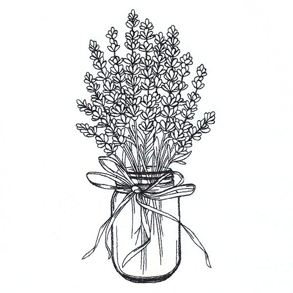 Lavender Canning Jar Bouquet Etching