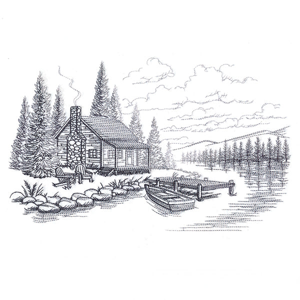 Lakeside Cottage Scene