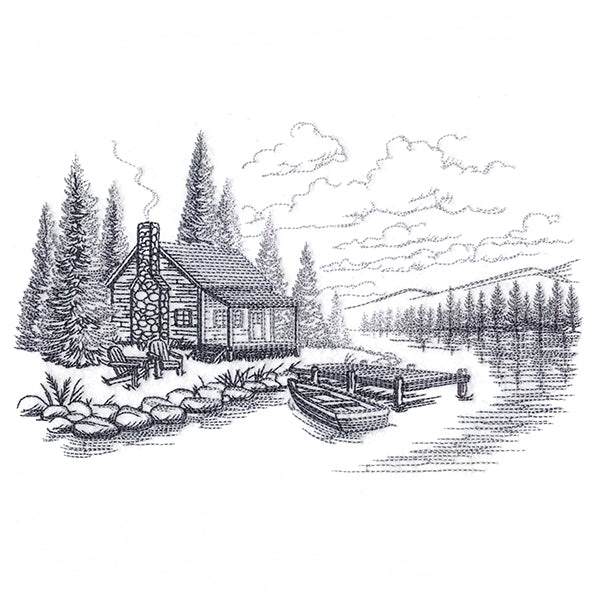 Lakeside Cottage Scene