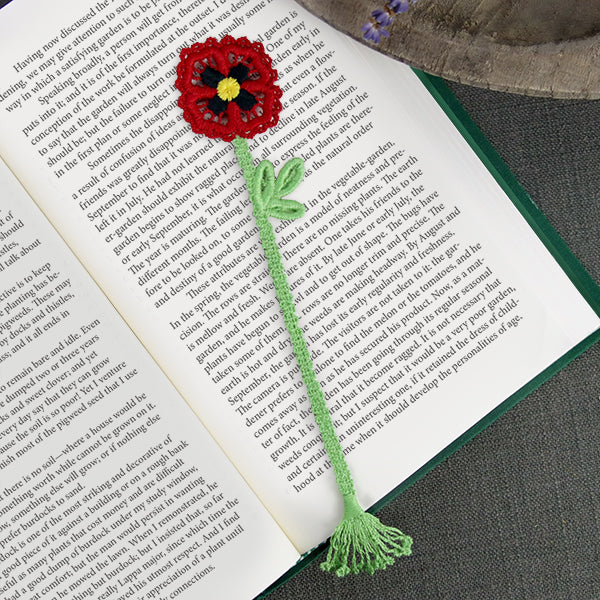 Poppy Bookmark (Battenburg Lace)