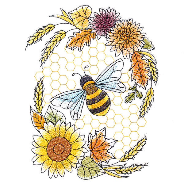 Buzzing Bee and Autumn Blooms Feature