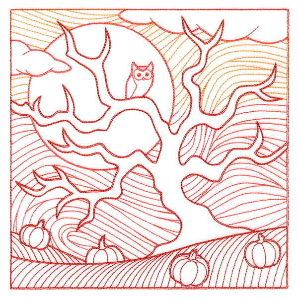 Spooky Evening - Haunted Pumpkin Patch Etching