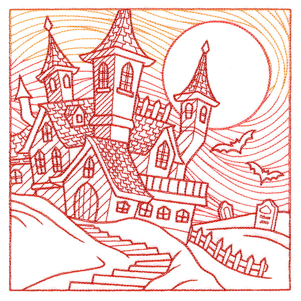 Spooky Evening - Haunted House Etching