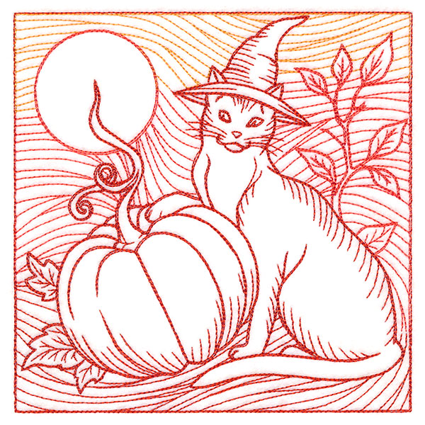 Spooky Evening - Cat & Pumpkin Etching